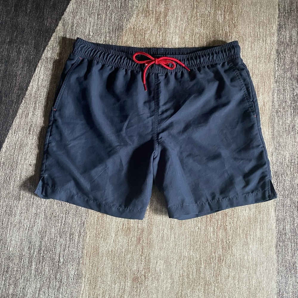 George Men's Navy Swim Trunks with Red Drawstring